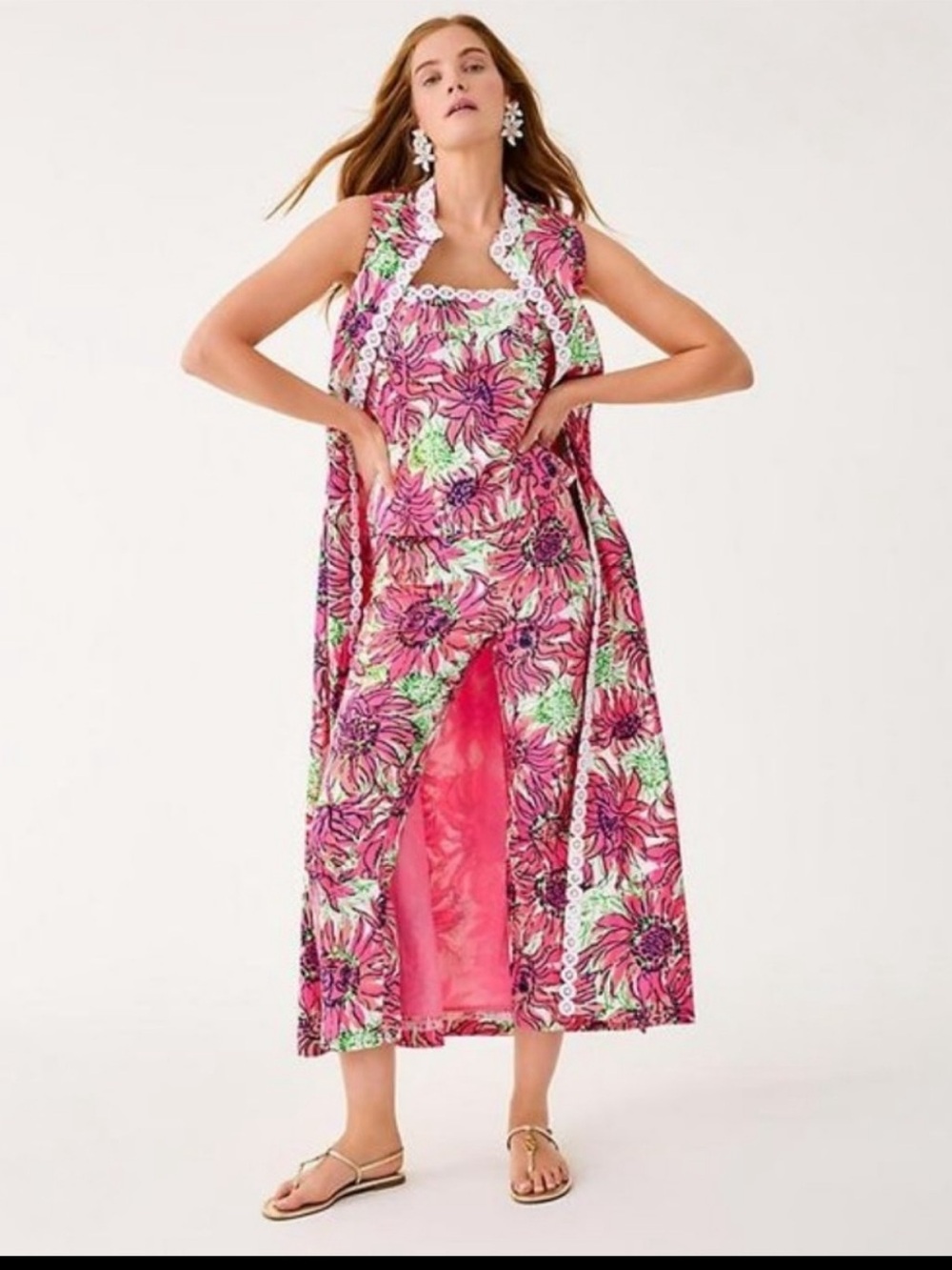 NWT Lilly Pulitzer Shine Your Bright 3-Piece Set Duster Top Pant 6/8 - Picture 3 of 16